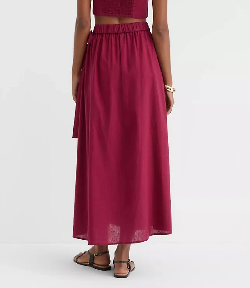 LOFT Beach Linen Cotton Maxi Wrap Skirt