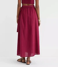 LOFT Beach Linen Cotton Maxi Wrap Skirt