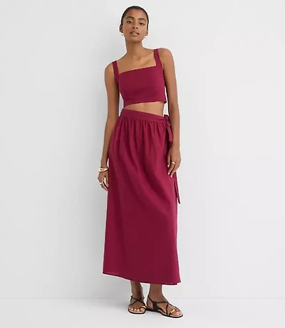 LOFT Beach Linen Cotton Maxi Wrap Skirt