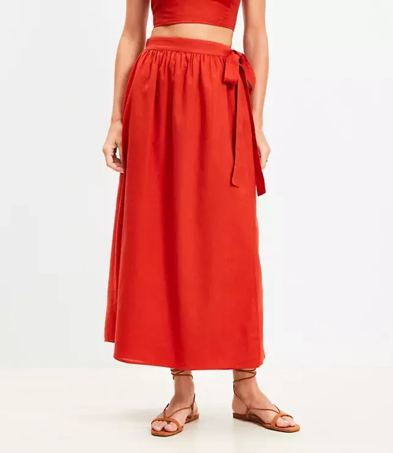 LOFT Beach Linen Cotton Maxi Wrap Skirt