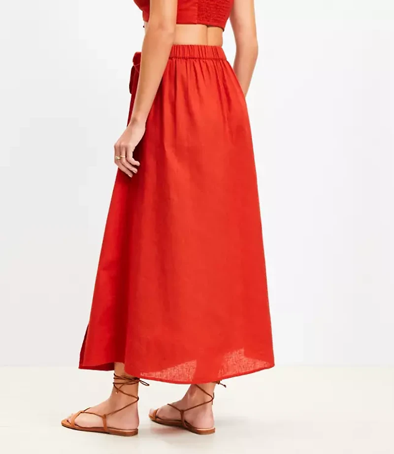 LOFT Beach Linen Cotton Maxi Wrap Skirt