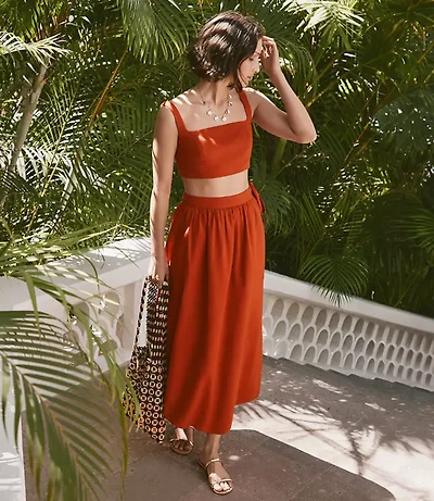 LOFT Beach Linen Cotton Maxi Wrap Skirt