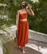 LOFT Beach Linen Cotton Maxi Wrap Skirt