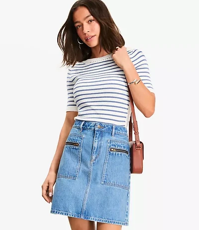 Denim Utility Mini Skirt Light Vintage Indigo Wash