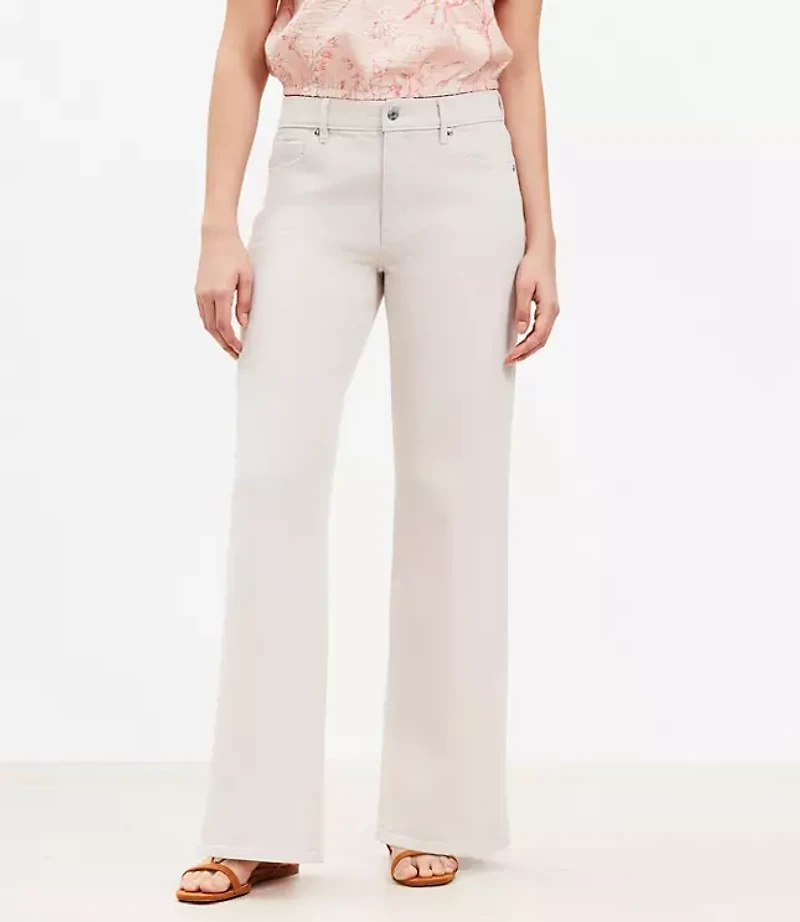 Petite Mid Rise Wide Leg Jeans in Washed Pink