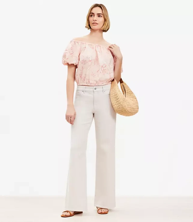 Petite Mid Rise Wide Leg Jeans in Washed Pink