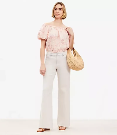 Petite Mid Rise Wide Leg Jeans in Washed Pink