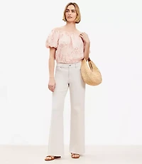 Petite Mid Rise Wide Leg Jeans in Washed Pink