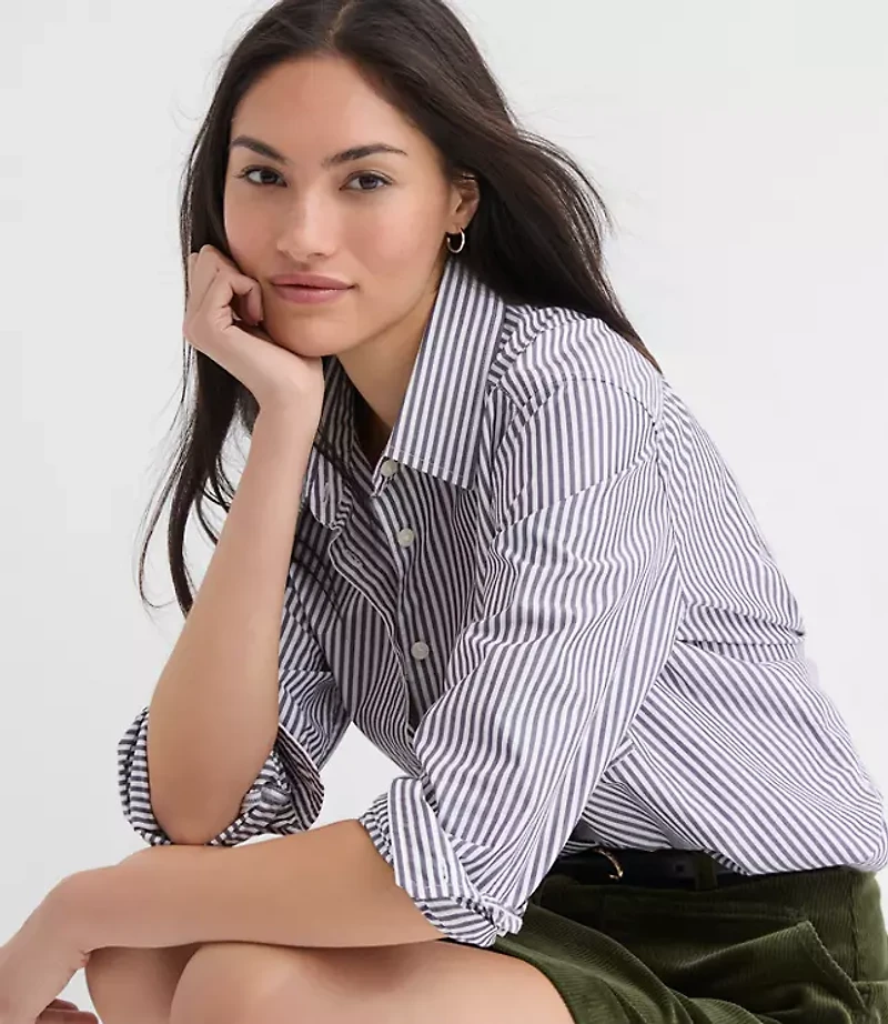 Striped Poplin Everyday Relaxed Pocket Shirt
