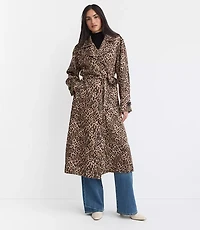 Leopard Print Fluid Trench Coat