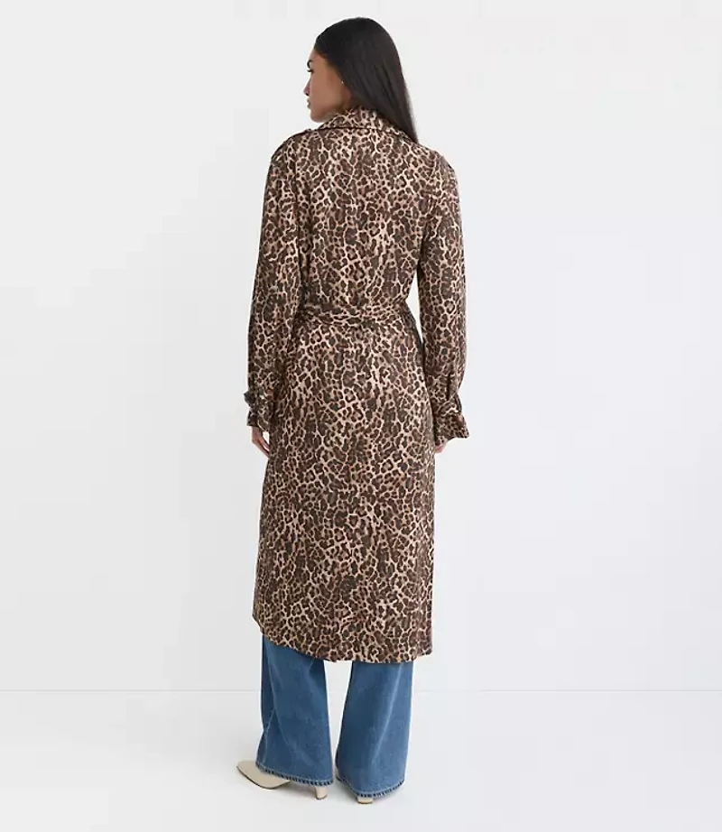 Leopard Print Fluid Trench Coat