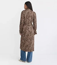Leopard Print Fluid Trench Coat
