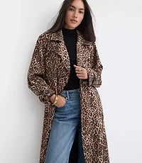 Leopard Print Fluid Trench Coat