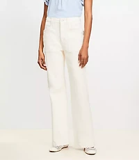 High Rise Relaxed Flare Utility Jeans Ivory