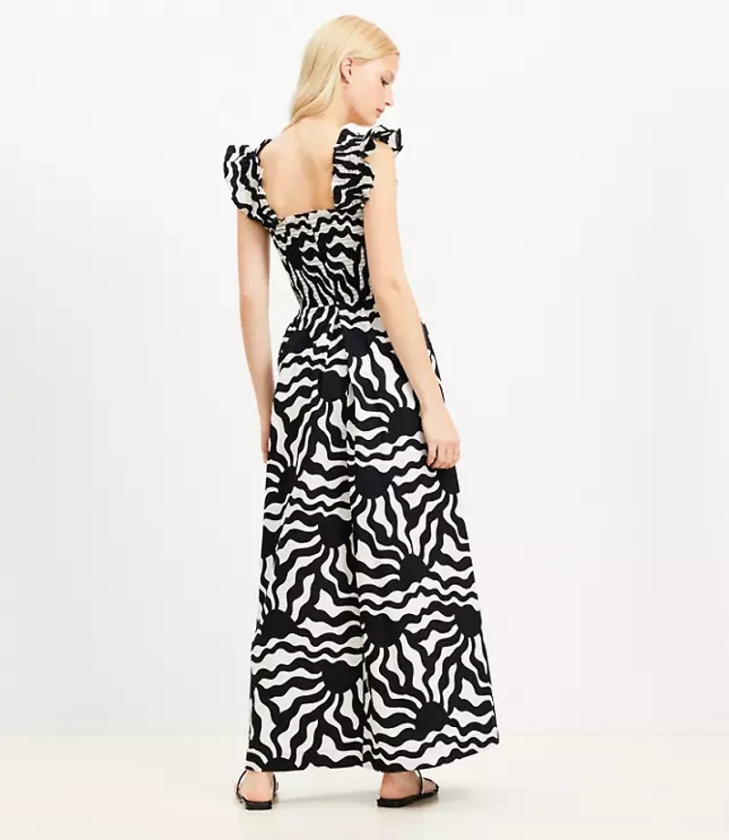 Petite LOFT Beach Sunny Poplin Ruffle Strap Maxi Pocket Dress