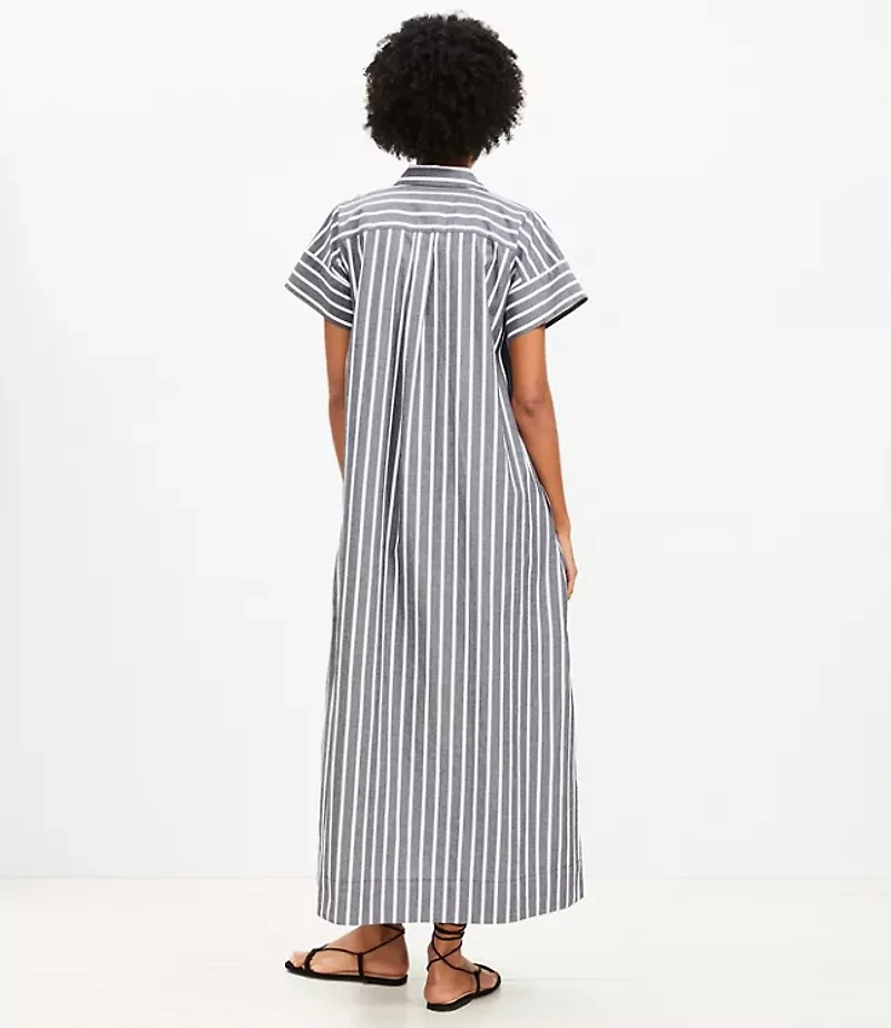 Petite Striped Maxi Pocket Shirtdress
