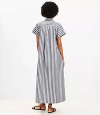 Petite Striped Maxi Pocket Shirtdress