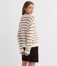 Striped Stitchy V-Neck Sweater