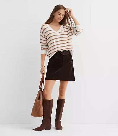 Striped Stitchy V-Neck Sweater