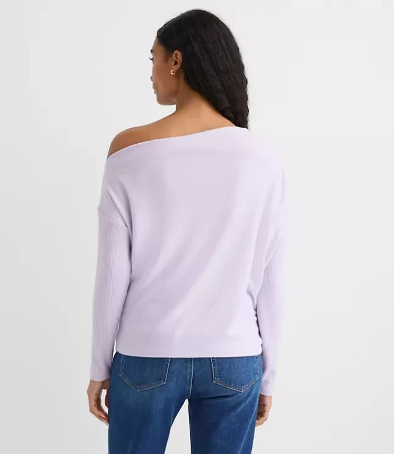 Ribtrim Jersey Off The Shoulder Top