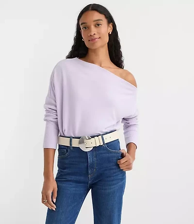 Ribtrim Jersey Off The Shoulder Top