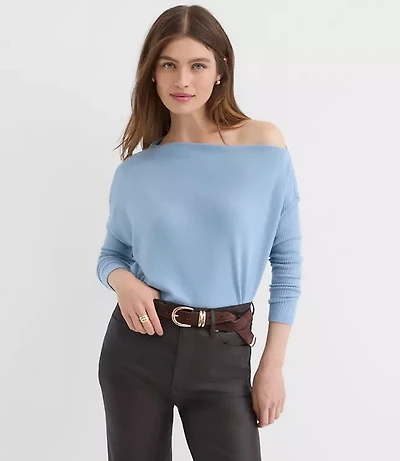 Ribtrim Jersey Off The Shoulder Top