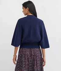 Ribtrim Mock Neck Cape Sweater
