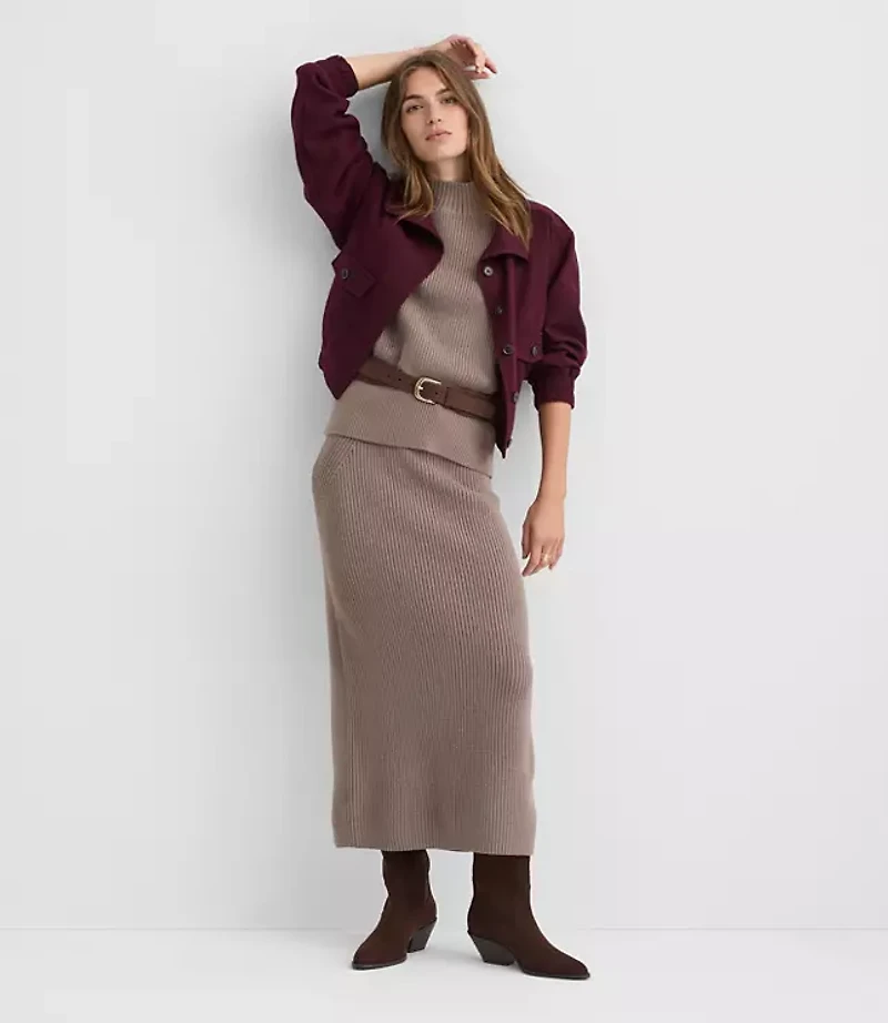 Ribbed Midi Sweater Skirt