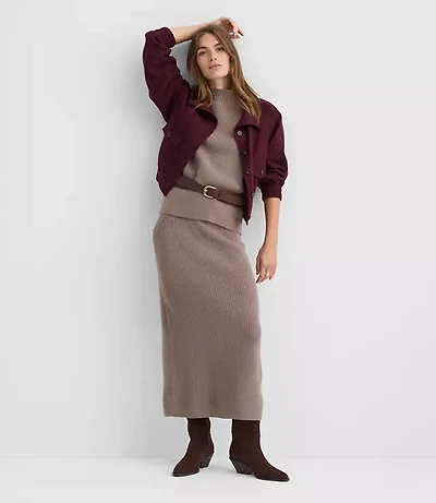 Ribbed Midi Sweater Skirt