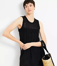 Petite Crochet Yoke Mini Dress