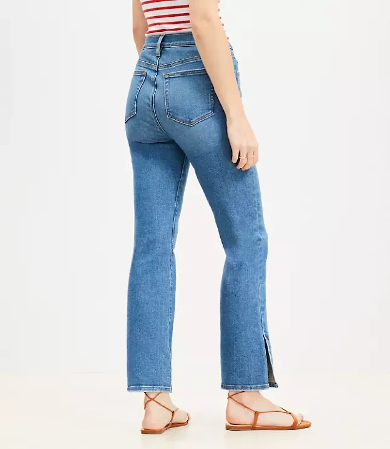 Curvy Vent Hem High Rise Kick Crop Jeans Medium Vintage Indigo Wash