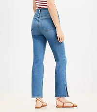 Curvy Vent Hem High Rise Kick Crop Jeans Medium Vintage Indigo Wash
