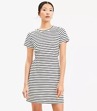 Petite Stripe Gathered Waist Mini Tee Dress