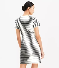 Petite Stripe Gathered Waist Mini Tee Dress