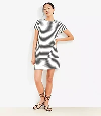 Petite Stripe Gathered Waist Mini Tee Dress