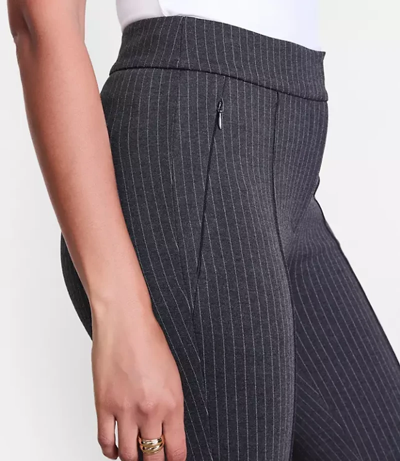 LOFT Versa Pintucked Ponte Flare Pants Pinstripe