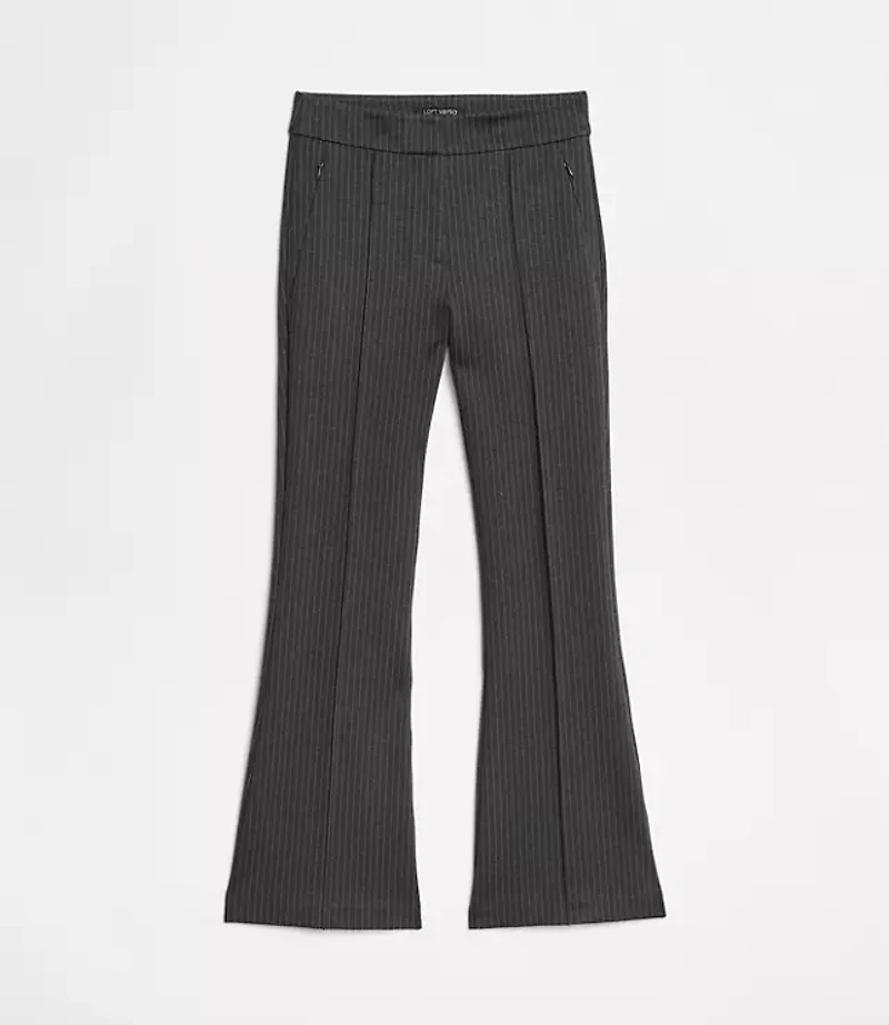 LOFT Versa Pintucked Ponte Flare Pants Pinstripe