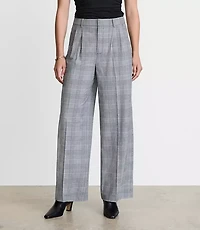 LOFT Versa Seasonless Stretch Double Pleat Wide Leg Pants Plaid