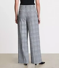 LOFT Versa Seasonless Stretch Double Pleat Wide Leg Pants Plaid