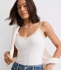 Petite Lace Trim Ribbed Cami