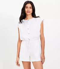 LOFT Beach Linen Cotton Drawstring Hem Top