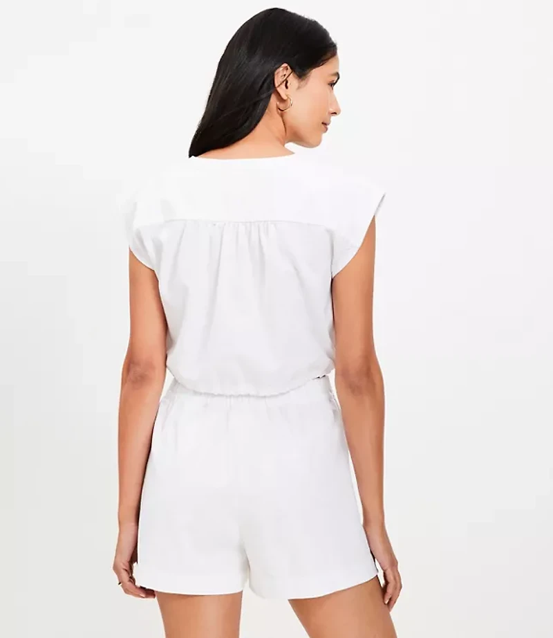 LOFT Beach Linen Cotton Drawstring Hem Top