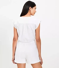 LOFT Beach Linen Cotton Drawstring Hem Top