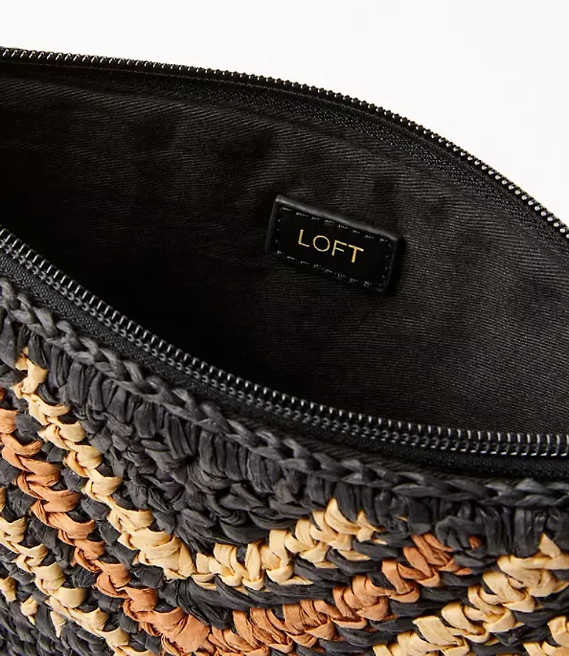 Geo Straw Zip Pouch