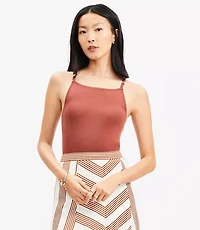 Petite Ribbed Square Neck Sweater Tank Top