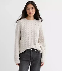 Heathered Wide Sleeve Cable Sweater
