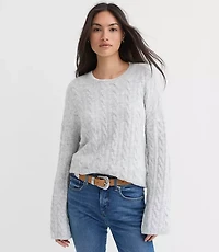 Heathered Wide Sleeve Cable Sweater