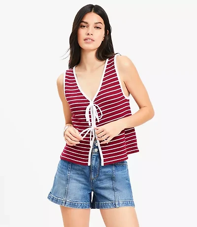 Petite Striped Tie Vest Top