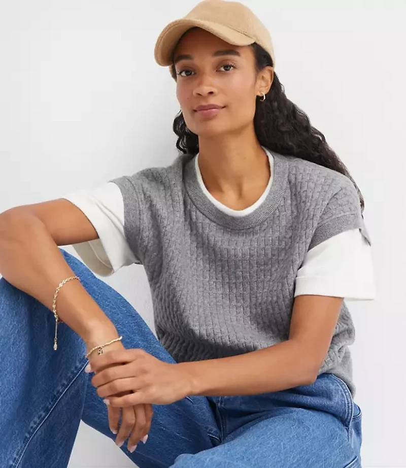 Mixed Media Cable Sweater Tee