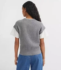 Mixed Media Cable Sweater Tee